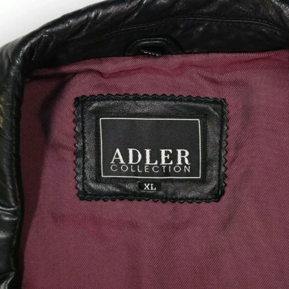 Adler Collection Lambskin Leather Jacket‎ Zip Front Point Collar Black XL
